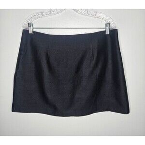 BEARE PARK Mini Skirt 14 Black Lined Wool Silk Blend Designer Classic Minimalist